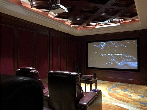 南京好享家体验中心影音室，隐藏式7.1.4全景声系统，面积35平方米1